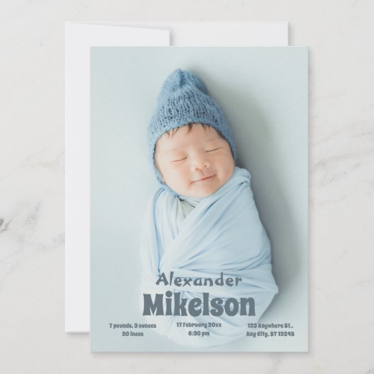 Baby Foto Moderne Geboorte Aankondiging (Voorkant)