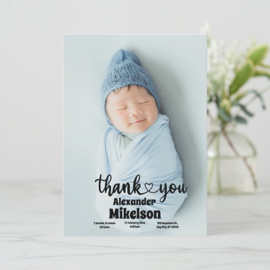 Baby Foto Moderne Geboorte Aankondiging (Staand voorkant)