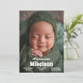 Baby Foto Moderne Geboorte Aankondiging (Staand voorkant)