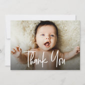 Baby Foto Moderne Handlettering Geboorte dank u Bedankkaart (Voorkant)