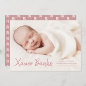 Baby foto moderne scriptnaam geboorteaankondiging kaart (Voorkant / Achterkant)