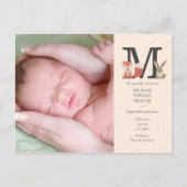Baby Foto Monogram geboorteaankondiging Briefkaart (Voorkant)