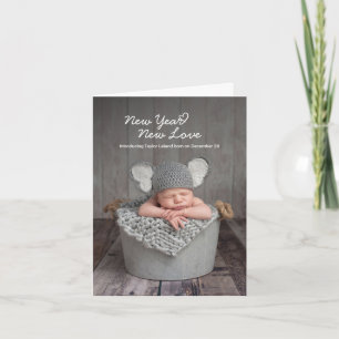 Baby Foto: New Year New Love Holiday Birth Notitiekaartje