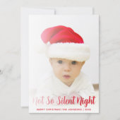Baby foto niet zo stil nacht grappig rode kerst feestdagenkaart (Voorkant)