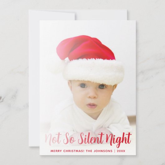 Baby foto niet zo stil nacht grappig rode kerst feestdagenkaart (Voorkant)