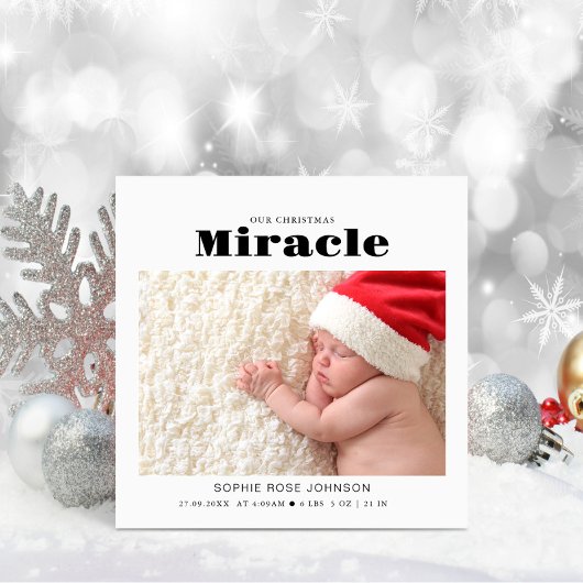 Baby Foto Ons kerstwonder Feestdagenkaart