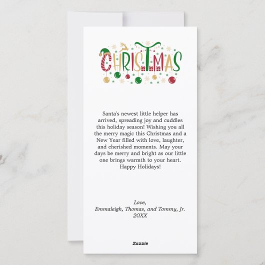 Baby Foto Onze eerste Vrolijke Kerstgroet Feestdagenkaart (Achterkant)
