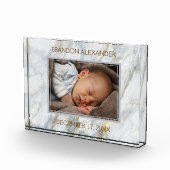 Baby foto op Elegant Blue Grey Marble Pattern (Rechts)