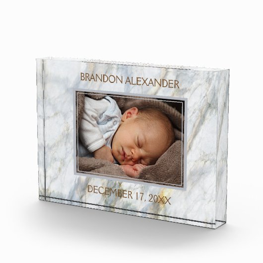 Baby foto op Elegant Blue Grey Marble Pattern (Rechts)