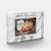 Baby foto op Elegant Blue Grey Marble Pattern (Links)
