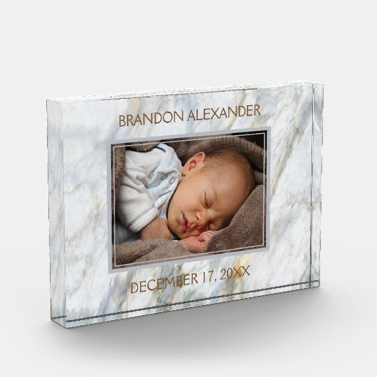 Baby foto op Elegant Blue Grey Marble Pattern (Links)