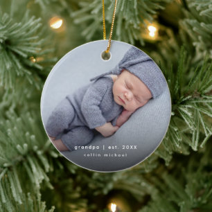 Baby Foto Opa Jaar Opgericht Keepsake Keramisch Ornament