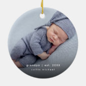 Baby Foto Opa Jaar Opgericht Keepsake Keramisch Ornament (Achterkant)