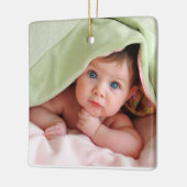 Baby Foto Ornament met Geboortes Stats Roze Stippe (Links)
