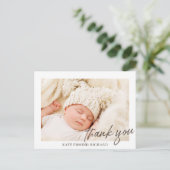 Baby foto overlay dank u geboorte aankondiging briefkaart (Staand voorkant)