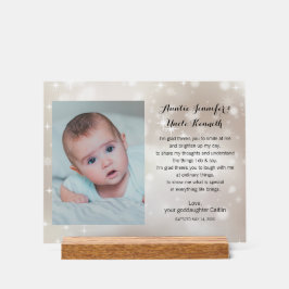Baby Foto peetouders Gedicht op Gold Stars Acryl Bord