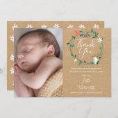 Baby Foto Rustiek Boho Floral Dank u geboorte Aankondiging (Voorkant / Achterkant)