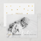 Baby Foto Script Liefde Chic Modern Geboorte Aankondigingskaart (Voorkant / Achterkant)