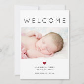 Baby foto simpele welkomsttypografie aankondiging (Voorkant)