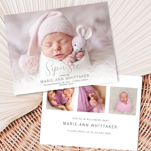 Baby Foto Sip'n'See Uitnodiging Aankondiging