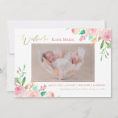 Baby Foto Spring Elegant Floral Birth Aankondiging (Voorkant)