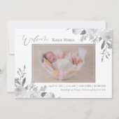Baby Foto Spring Elegant Floral Grey Aankondiging (Voorkant)