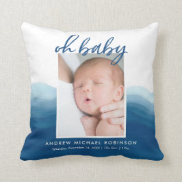 Baby foto statistieken blauw ombre Waterverf Kussen