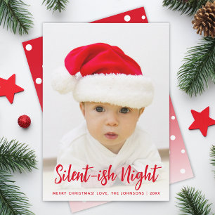 Baby Foto Stille Nacht Rood Grappig Kerstmis Feestdagenkaart
