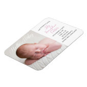 Baby Foto van Chic Pink Birth Announding Magnet Magneet (Linkerzijde)