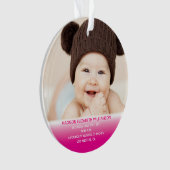 Baby Foto van de eerste kerstroze baby's Ornament (voorkant)