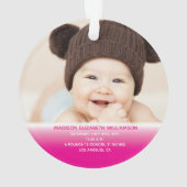 Baby Foto van de eerste kerstroze baby's Ornament (achterkant)