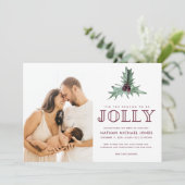 Baby Foto van de kerstHolly Waterverf Feestdagenkaart (Staand voorkant)