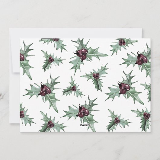 Baby Foto van de kerstHolly Waterverf Feestdagenkaart (Achterkant)