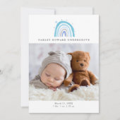 Baby Foto van de moderne blauwe regenboog Aankondiging (Voorkant)