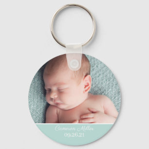 Baby Foto van Elegant Mint Green Birth kondiging Sleutelhanger