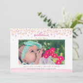 Baby Foto van Floral Blossom Birth Aankondiging (Staand voorkant)