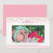 Baby Foto van Floral Blossom Birth Aankondiging (Voorkant / Achterkant)