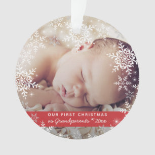 Baby Foto van grootouders Eerste Kerstmis Snowflak Ornament