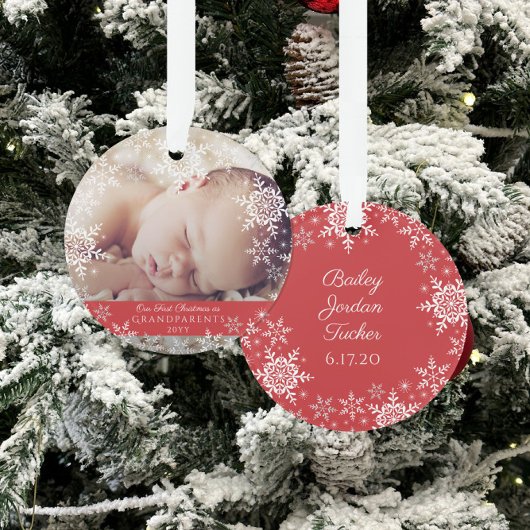 Baby Foto van grootouders Eerste Kerstmis Snowflak Ornament