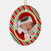 Baby Foto van kerstsnoeprietstrips Keramisch Ornament (Rechts)