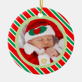 Baby Foto van kerstsnoeprietstrips Keramisch Ornament