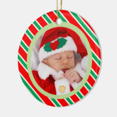 Baby Foto van kerstsnoeprietstrips Keramisch Ornament (Links)