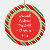 Baby Foto van kerstsnoeprietstrips Keramisch Ornament (Achterkant)