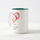 Baby Foto van mijn eerste kerstfeest als mam-liefd Tweekleurige Koffiemok (Voorkant links)