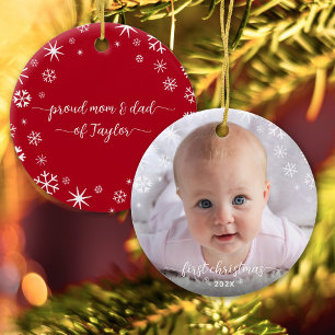 Baby Foto voor eerste kerstmis Nieuwe Ouders Keramisch Ornament