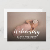 Baby foto voor het verwelkomen van scripts aankondigingskaart (Voorkant / Achterkant)