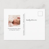 Baby foto voor het verwelkomen van scripts aankondigingskaart (Achterkant)