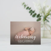 Baby foto voor het verwelkomen van scripts aankondigingskaart (Staand voorkant)