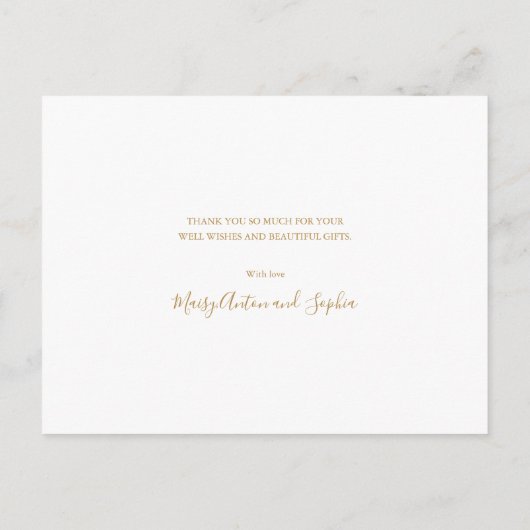 Baby Foto Waterverf Greenery Dank je geboorte Aankondigingskaart (Achterkant)