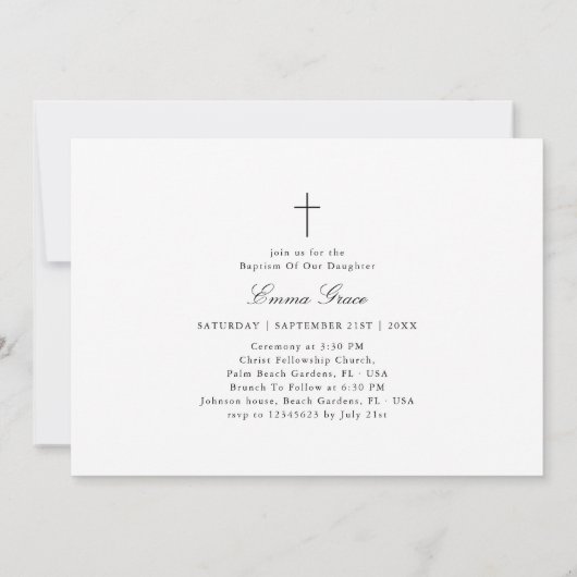 Baby Foto Zwart & Wit Geslachtsneutrale Doop Kaart (Achterkant)